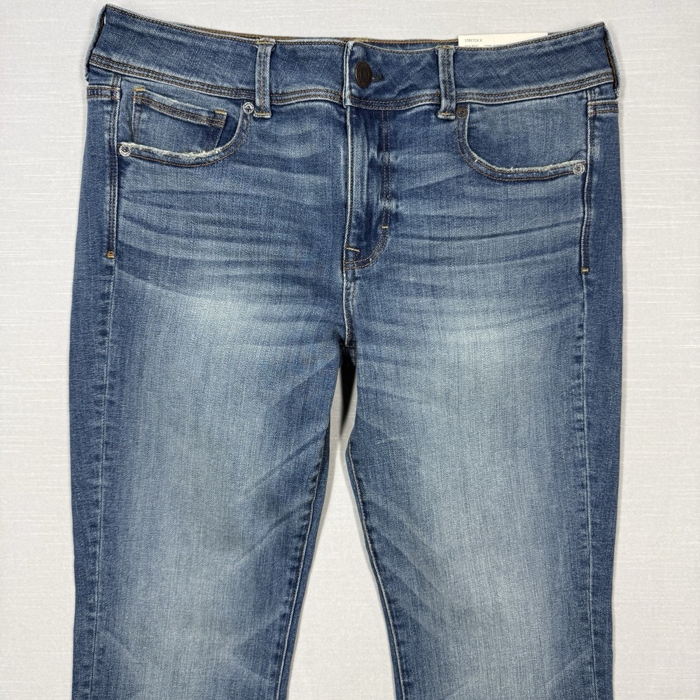 American Eagle Kick Boot Jeans Women 12 Stretch‎ Vintage Distressed Look - Picture 2 of 16
